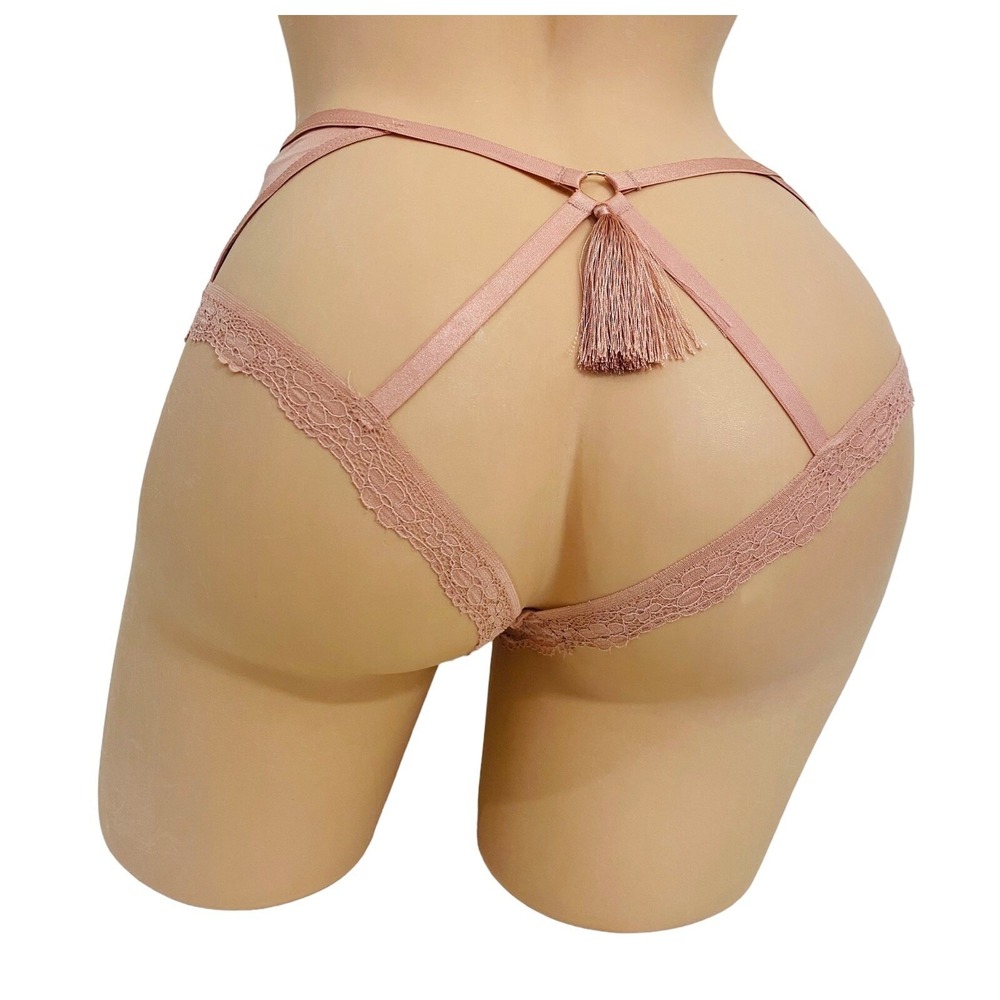 Victorias Secret SMALL Very Sexy Cheeky Strap Solid Lace Panty Light Cinnamon